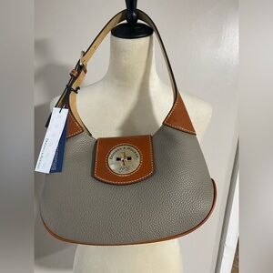 Dooney & Bourke Taupe and Brown pebble turnlock Hobo 26 Bag